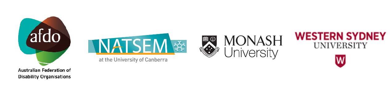 Logos of AFDO, Monash Uni, Natsem University of Canberra, and Western Sydney University