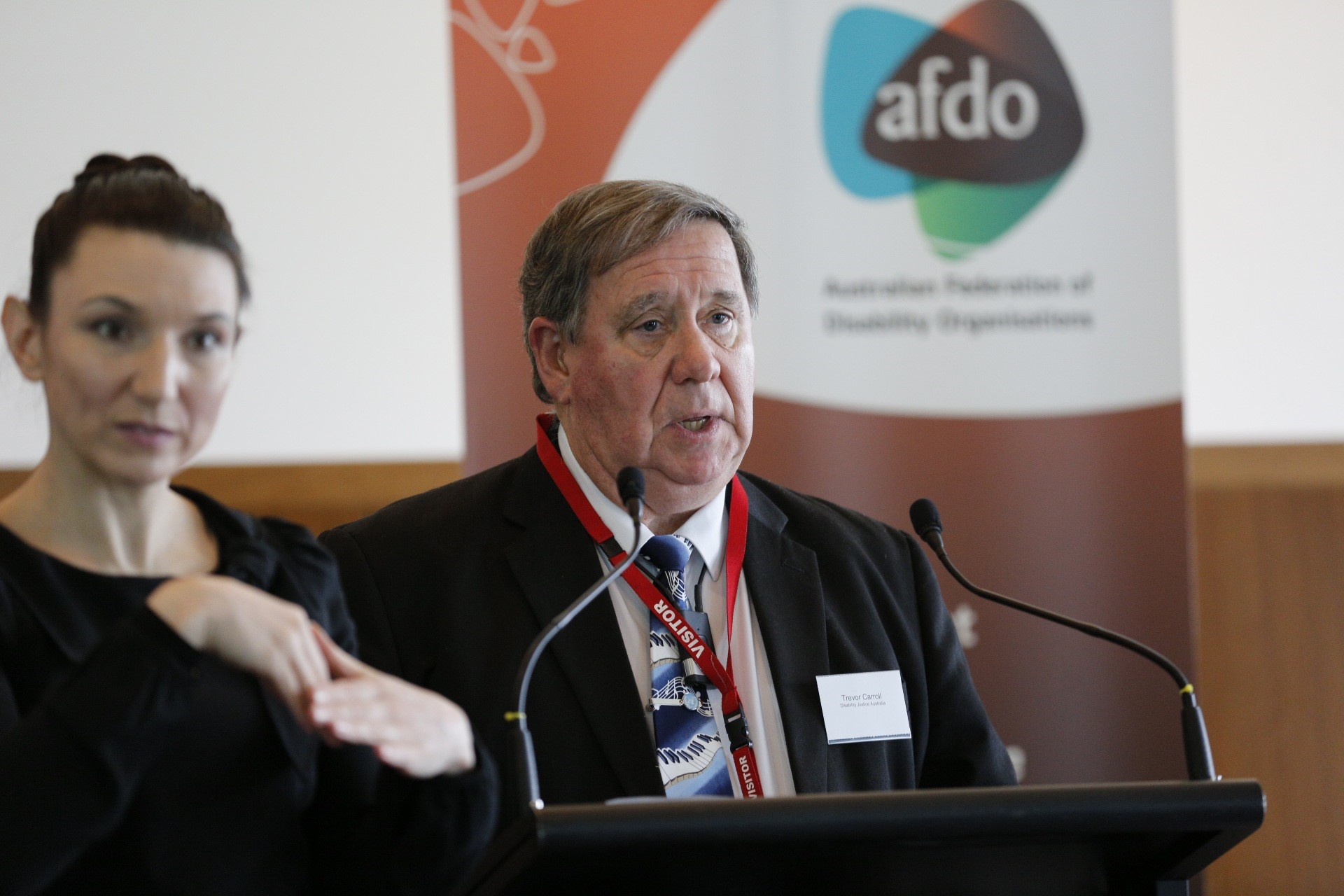 AFDO Vice President, Trevor Carroll speaking at the launch of the DSP Reports
