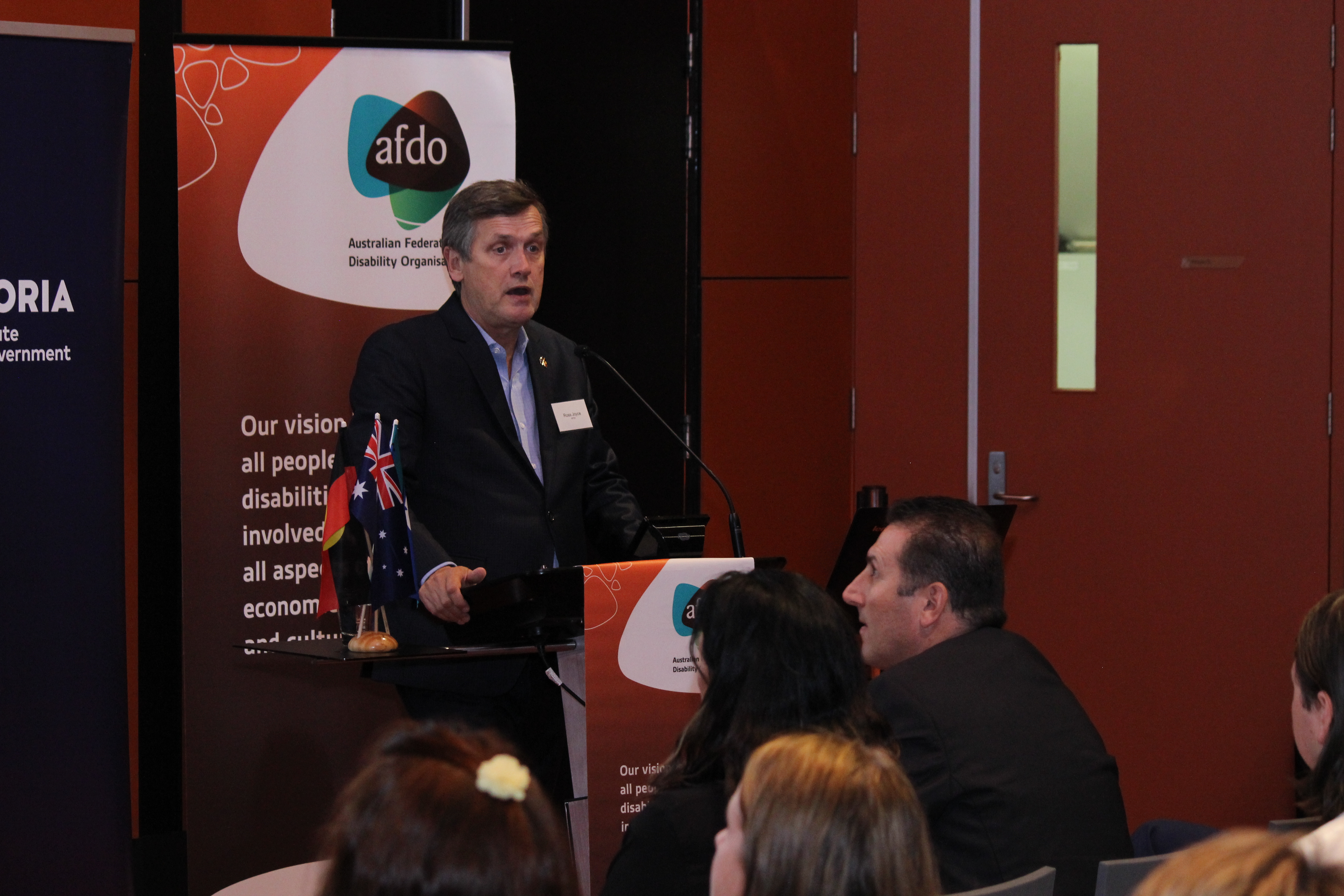 Ross Joyce, AFDO CEO speaking at event.